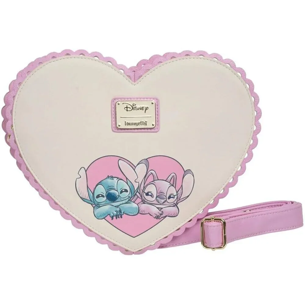Lilo & Stitch Angel Heart Kiss Faux Leather Crossbody Bag Gift for Her